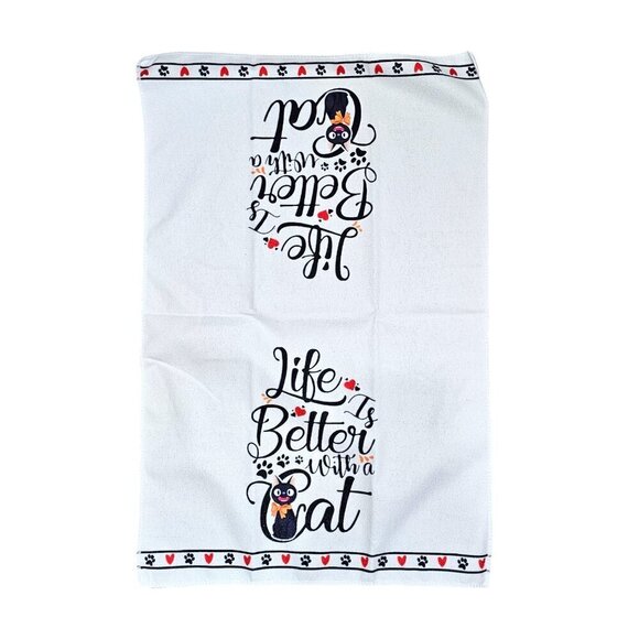 Cat Themed Soft Microfiber Kitchen Towel Set of 4 New - Picture 3 of 5